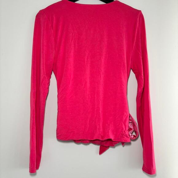 J. Crew Pink Velvet Wrap Top Tie Waist Size Medium - Picture 2 of 5